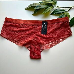 Youmita Orange Rust Lace Boy Shorts Sz L